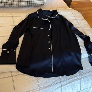 Silk pearl button top